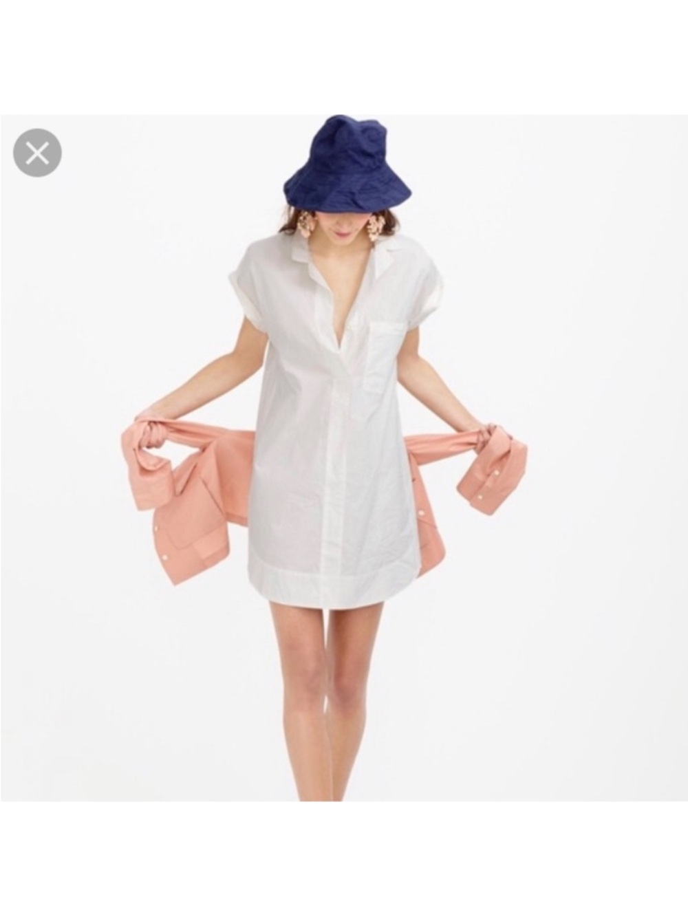 Beautiful bright white linen j crew collar dress